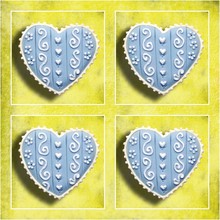 Four Blue Hearts On A Yellow Background