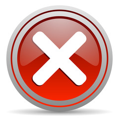 Fototapete - cancel red glossy icon on white background