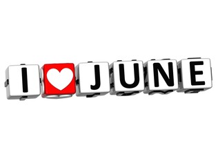 Poster - 3D I Love June Button Click Here Block Text