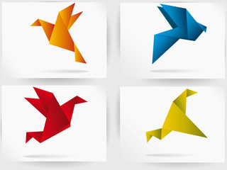 Wall Mural - Origami japan paper flying bird