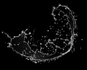 Fototapete -  Water splash isolated on black background