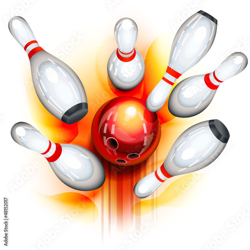 Naklejka na szafę Bowling game (top view)