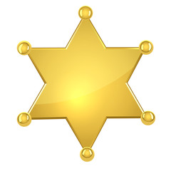 blank golden sheriff star isolated on white
