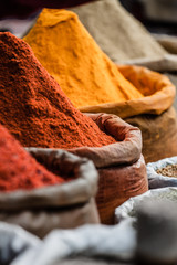 Canvas Print - Traditional spices market in India.