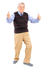 Canvas Print - full length portrait of a gentleman giving thumbs up