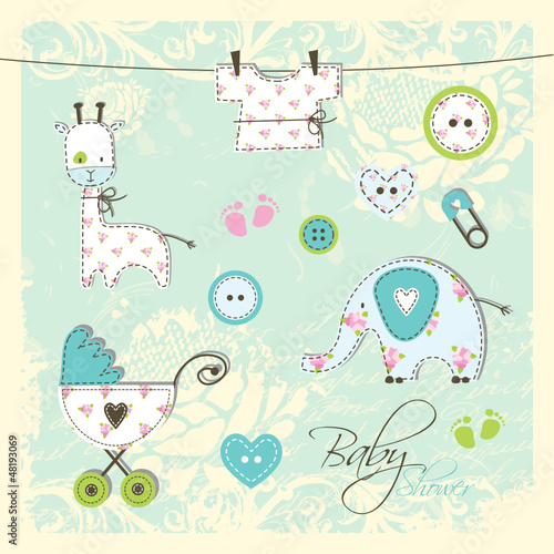 Nowoczesny obraz na płótnie Baby shower design elements