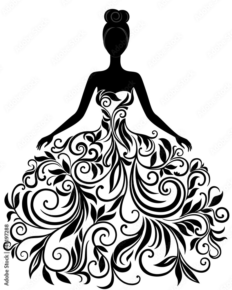 lady in dress clipart Vector silhouette of young woman Stock Vector fashion dress clipart