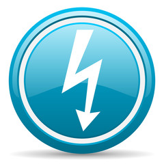 Poster - lightning blue glossy icon on white background