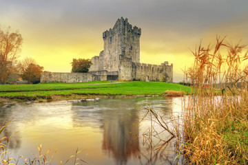 Wall Mural - Ross Castle with reflection in Co. Kerry, Ireland