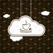 Coffee In Clouds With Vintage Pattern