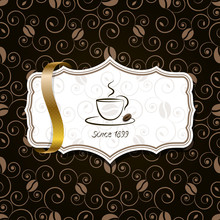 Coffee With Ribbon And Vintage Pattern
