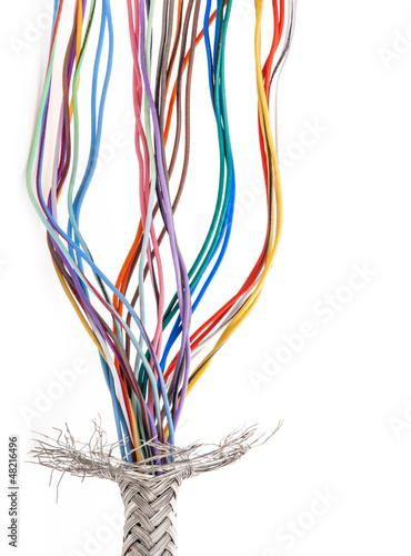 Fotografía Multicolored cable isolated on white background