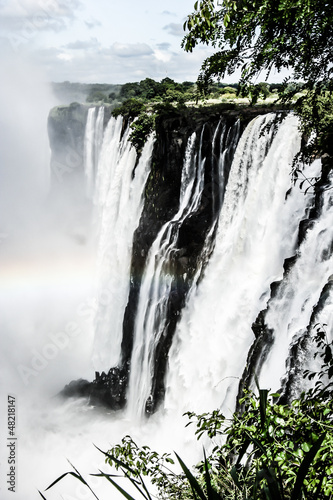 Plakat na papierze fotorealistycznym Tęcza nad Victorią spada na rzece Zambezi