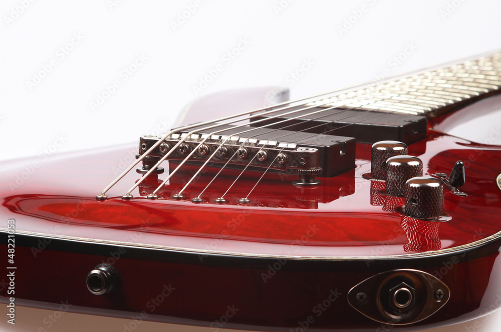 Red electric guitar - obrazy, fototapety, plakaty 
