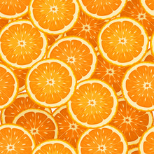 Seamless Background With Orange Slices. Vector Illustration.