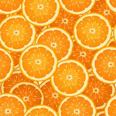 Wall Mural - Seamless background with orange slices. Vector illustration.