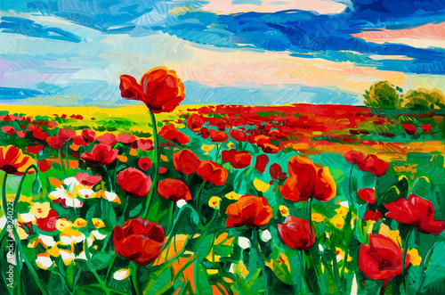 Naklejka na szafę Poppy fields