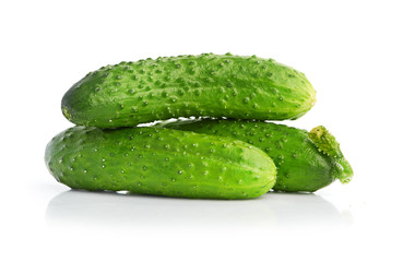 green cucumbers  isolated on white background