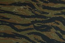 Thai Police Green Tigerstripe Camouflage Fabric Texture Backgrou