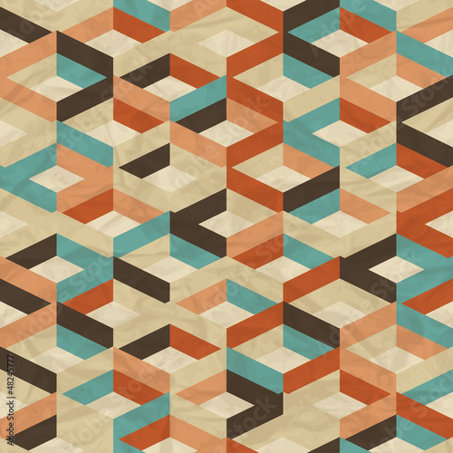Naklejka samoprzylepna Bez szwu retro wzór geometryczny.