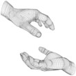High resolution conceptual 3D cyber wireframe human hand