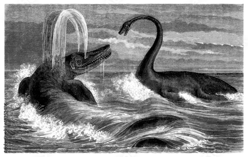 Naklejka samoprzylepna Prehistoria: ichtyozaur i plezjozaur - lias