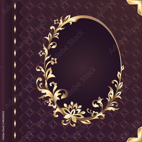 Book Cover Design With Decorative Golden Floral Ornate Frame Buy