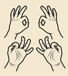 © ComicVector - Hand sign symbol 5, Okey, meditation.