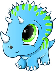 Aufkleber - Cute Baby Triceratops Dinosaur Vector Illustration