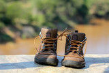 Fototapeta Sawanna - Comfortable hiking boots