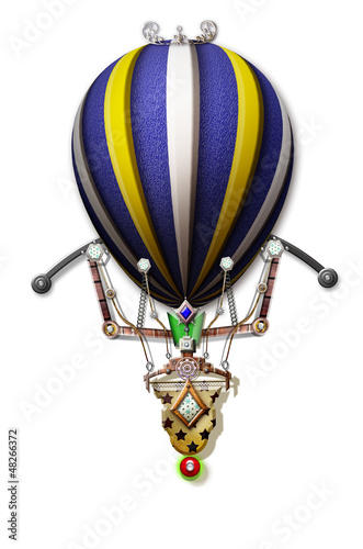 Obraz na płótnie canvas czteroczęściowy "tetraptyk" Steampunk montgolfier
