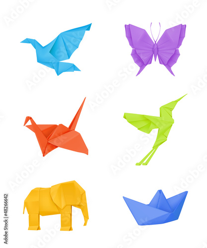 Naklejka na szybę Origami set, multicolored