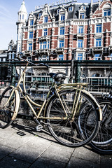 Wall Mural - Typical Amsterdam architecture with bikes