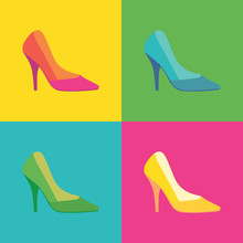 Pop Art High Heel Women Shoes - Illustration.