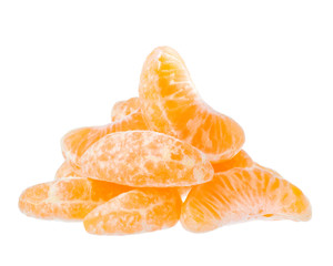 Wall Mural - Tangerine slices on a white background