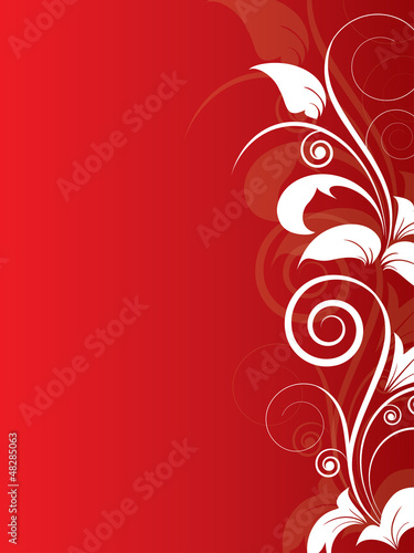 Obraz w ramie Abstrakcyjny ozdobny kwiat na czerwonym tle