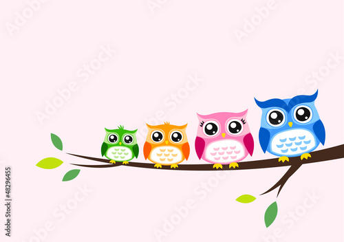 Naklejka nad blat kuchenny owl family seasonal celebration