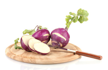 Wall Mural - Fresh turnip isolated on white