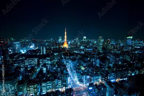 Board z aluminiowym obramowaniem Tokyo night view i Tokyo Tower