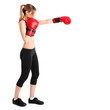 © Minerva Studio - Young woman wearing boxe gloves isolated on white