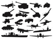 World War 2 military silhouettes set. Vector
