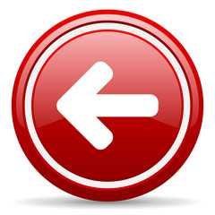 Aufkleber - arrow left red glossy icon on white background