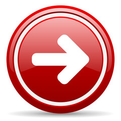 Aufkleber - arrow right red glossy icon on white background