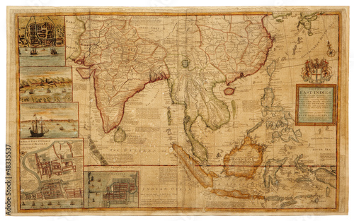 Obraz na płótnie canvas dwuczęściowy "dyptyk" Stara mapa (1687)