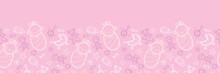 Vector Baby Girl Pink Horizontal Seamless Pattern Background