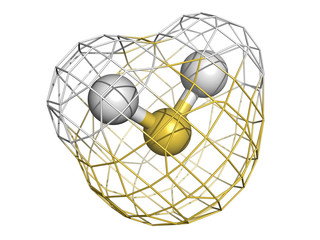 Sticker - Hydrogen sulfide (H2S) molecule, chemical structure. H2S is a to