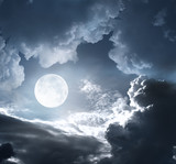 Fototapeta Niebo - night sky with moon and clouds