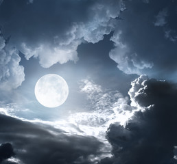 Wall Mural - night sky with moon and clouds