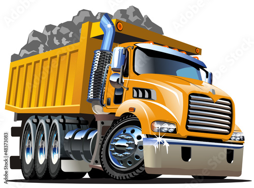 Naklejka - mata magnetyczna na lodówkę Vector Cartoon Dump Truck