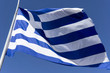 Greek flag in blue sky